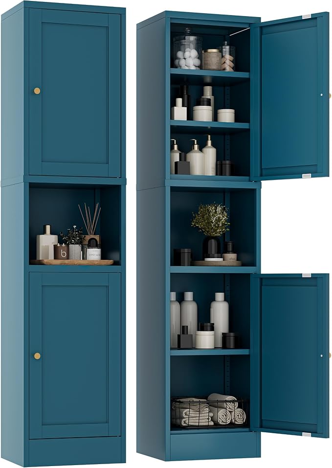 YAUWOH 2-Door Metal Storage Cabinet, Tall Slim Pantry Organizer by YAUWOHFactoryOutletsColorfulMetalFurniture