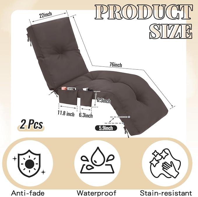Kigley Outdoor Chaise Lounge Cushions - Image 2