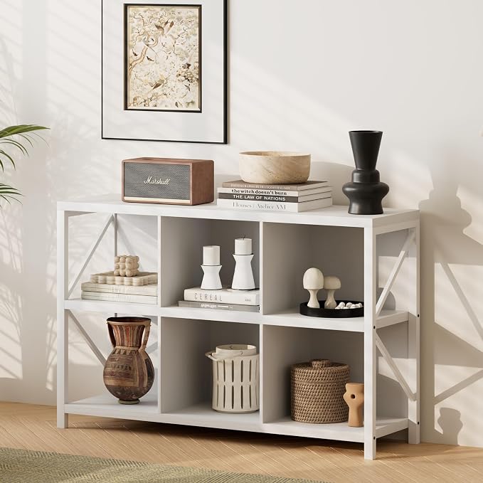 6 Cube Storage Organizer Bookshelf, Industrial Horizontal Bookcase, Accent by Unknown