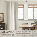MIULEE Beige White Pinch Pleated 100% Blackout Linen Curtains 40x84 Inches | - Image 3