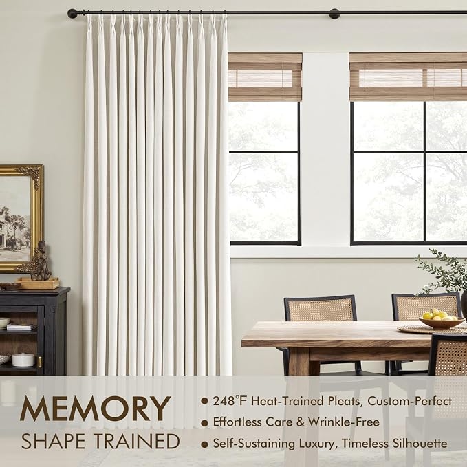 MIULEE Beige White Pinch Pleated 100% Blackout Linen Curtains 40x84 Inches | - Image 3