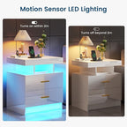 HNEBC Auto LED Nightstand with Wireless Charging Station & USB Ports, High - Image 7