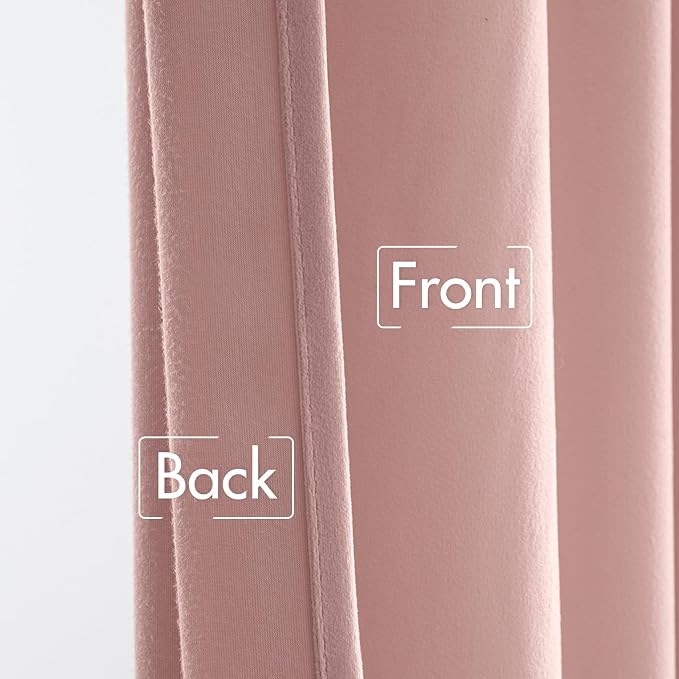 MIULEE Light Pink Velvet Curtains 52x90 inches Luxury Blackout Curtains | - Image 6