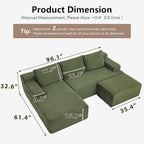 96" Cloud Sectional Couch U-Shaped Chaise - Image 2