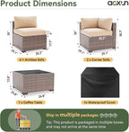 Aoxun 7 Piece Patio Furniture Set, Wicker Patio Sectional Sofa, Outdoor - Image 4