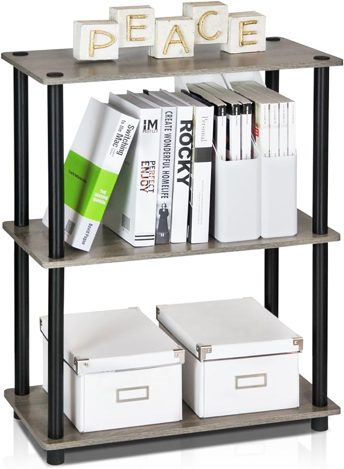 Furinno TURN-N-TUBE Storage Shelves, 3-Tier Book Shelf, Corner Shelf, Toolless by Furinno-FitsYourSpaceFitsYourBudget