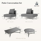 HERA'S HOUSE Metal Patio Furniture Set, Modular 7 Seats and 1 Nesting Coffee - Image 9