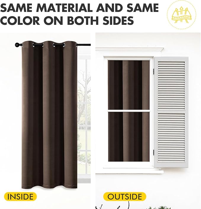 MIULEE Blackout Curtains for Bedroom 2 Panels 40"x63" Long Chocolate Brown | - Image 7