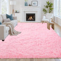 6x9 Fluffy Shag Area Rugs for Living Room Bedroom: Soft Carpet Light Pink | by CarpetAddColortoYourLife