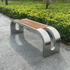 LITFAD Outdoor Indoor Bench Stainless Steel Metal Park Bench by LITFAD