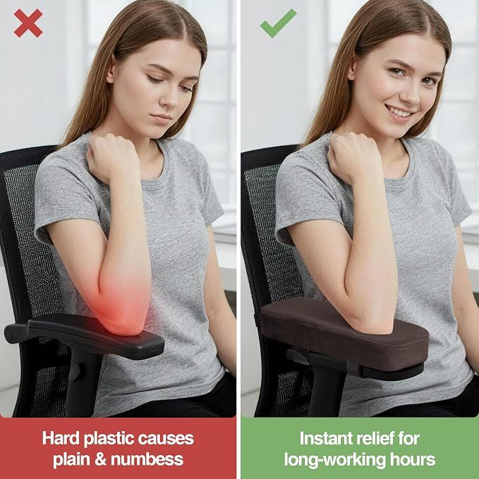 Smiry Ergonomic Office Chair Armrest Pads, Memory Foam Arm Rest Covers - Image 5