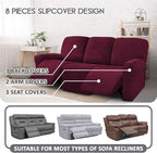ULTICOR Velvet 8-Pieces Recliner Sofa Covers Stretch Reclining Couch Covers - Image 2