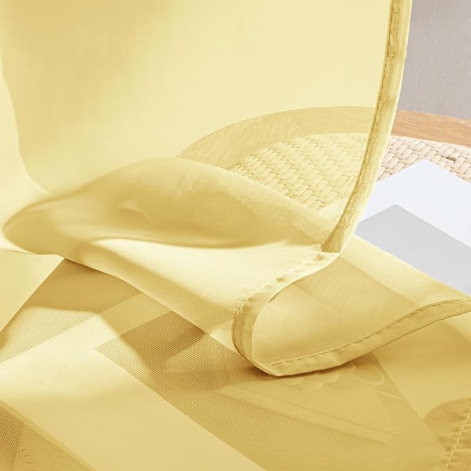 MIULEE Yellow Sheer Curtains 96 Inches Long 4 Panels 42 x 96 Inches | Light - Image 7