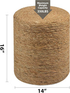 Wimarsbon Natural Seagrass Foot Stool, Hand Weaving Round Ottoman, - Image 3