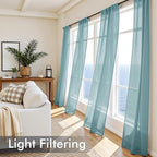 MIULEE Dusty Blue Sheer Curtains 108 Inches Long 4 Panels 42 x 108 Inches | - Image 4