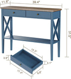 ChooChoo Console Table with Drawers, Narrow Wood Accent Sofa Table Entryway - Image 2