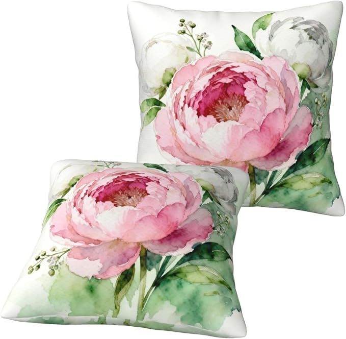 Peony Flower Pillow Covers 18x18 Set of 2, Floral Throw Pillow Covers Outdoor - Image 6