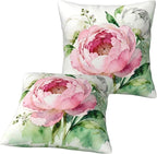 Peony Flower Pillow Covers 18x18 Set of 2, Floral Throw Pillow Covers Outdoor - Image 6