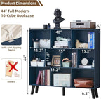 LEYAOYAO 10 Cube Bookshelf, 3 Tier Modern Wide Bookcase - Image 2