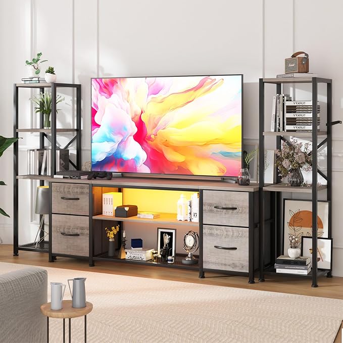 Yenlure LED TV Stand Bookshelf Combo - Image 8