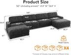 Vipbear 160" Oversized Modular Sectional Sofa, U Shaped Couch Set - Image 2