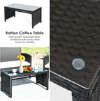 Tangkula Patio Wicker Conversation Furniture Set, Patiojoy Sofa & Table Set w/4 - Image 8