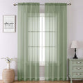 Sage Green Sheer Curtains 90 Inches Long 2 Pcs, Modern Solid Voile Light by Lecloud