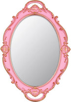 YCHMIR Vintage Small Mirror 14.5 x 10 inch Oval Pink Wall Mirror by YCHMIR