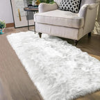 Latepis 2x6 White Runner Faux Fur Sheepskin Rug by Latepis