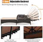 COSTWAY PE Rattan Chaise Lounge Chair, 6 Gear Adjustable Recliner - Image 4