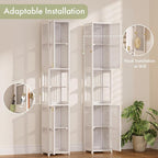 Amazer White Bathroom Storage Cabinet 70'', Bamboo Slim Storage Cabinet - Image 7