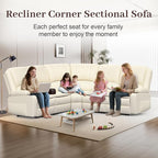Yolsali Manual Reclining Sectional Sofa Set, 5 Seats Soft Leather Recliner - Image 3