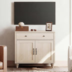 WAMPAT Farmhouse TV Stand for TVs Up to 43 inch, Wood Universal TV Stand by WAMPAT