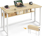 Huuger Folding Desk with Storage Shelf, 39.3 Inch Foldable Computer Table by Huuger