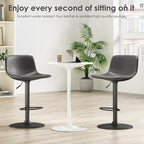 Adjustable Bar Stools Set of 2, Mid Century Modern Swivel Bar Stools, - Image 4