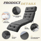 Outdoor Chaise Lounge Cushion, Waterproof 74.4x22x4.7 Inch Thick Cotton Filled - Image 5