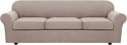 4 Piece Stretch Sofa Covers for 3 Cushion Couch Covers Furniture Slipcovers by HVERSAILTEX