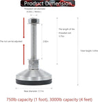 Heavy Duty 3000 lb Capacity Stainless Steel Adjustable Leveling Feet - Image 2