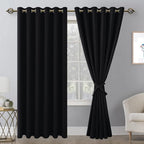 Grommet Blackout Curtains for Bedroom 70 x 84 Inches Black 2 Panels | Thermal - Image 8