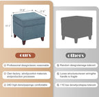 Adeco 17" Square Ottoman with Storage, Small Blue Storage Ottoman Foot Rest - Image 3