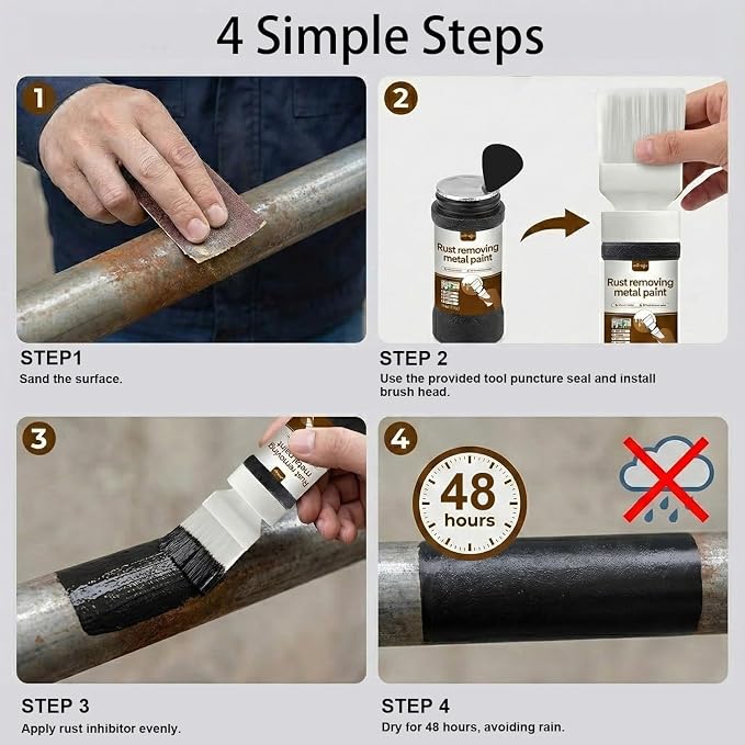 Black 2-in-1 Rust Converter & Touch Up Paint, 6.35 Fl oz, Rust Inhibitor & - Image 8