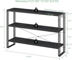HCHQHS Bookshelf, 3-Tier Industrial Bookcase, Freestanding Horizontal - Image 3