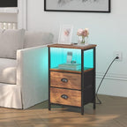 sthmec Nightstand with Charging Station, Night Stand with 2 Fabric Drawers - Image 2