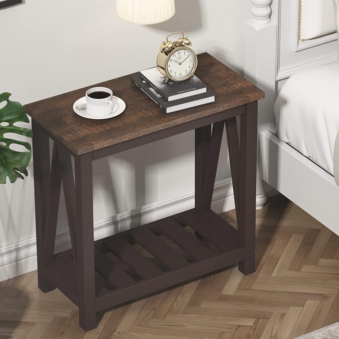 ChooChoo Farmhouse End Table, Rustic Vintage Narrow End Side Table - Image 5