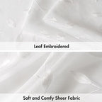 MIULEE White Sheer Curtains 2 Panels Embroidered Leaf Patterned, W52 x L63 | - Image 4