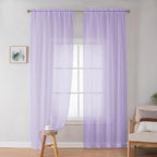 Sheer Curtains 84 inches Long for Bedroom Living Room 2 Panels Set, Rod Pocket - Image 2