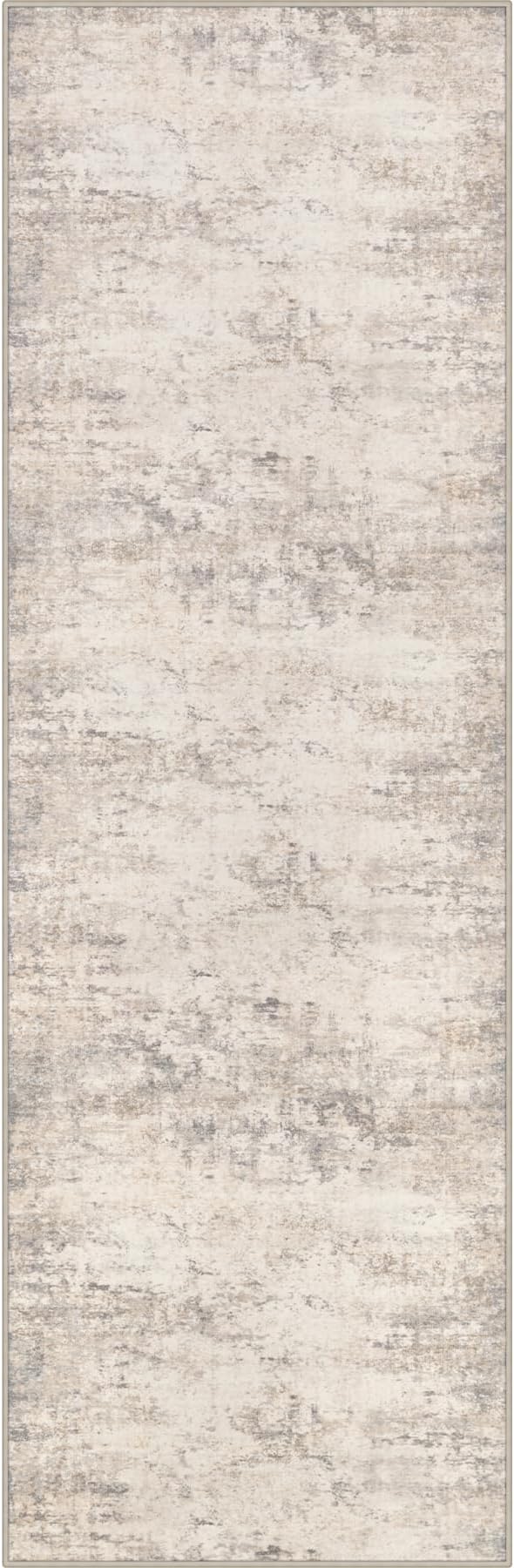 2x5 Washable Runner Rug：Modern Abstract Soft Carpet Brown Beige | by FXRHLP