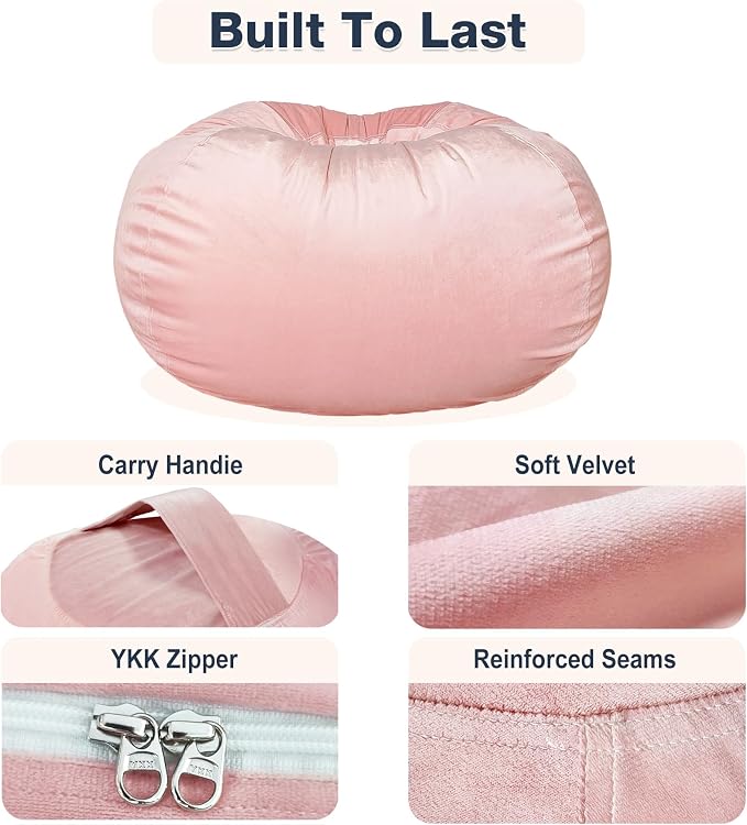 Lukeight Stuffed Animals Storage Bean Bag Chair Cover - Image 5