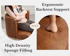 Brown Leather Barrel Chairs Set of 2 - Image 6