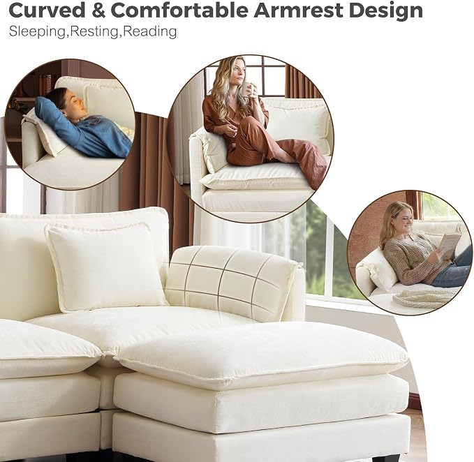 ELUCHANG 150'' Modular Sectional Cloud Couch, Modern Comfy Chenille U Shaped - Image 5